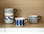 Hand-Painted Ceramic Coffee Mugs Set for Four