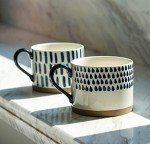 Hand-Painted Ceramic Coffee Mugs Set for Four