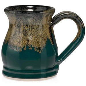 Handmade 16oz Peacock Green Potbelly Coffee Mug