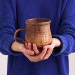 Handmade Brown Ceramic Coffee Mug - 8.5 oz