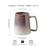 26oz Handmade Gray Coffee Mug with Big Handle