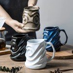 Large 17oz Embossed Face Ceramic Coffee Mug