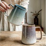 26oz Handmade Gray Coffee Mug with Big Handle