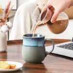 Handmade 21 oz Ceramic Coffee Mug - Blue Grey