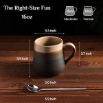 LINVIA Rustic Ceramic Coffee Mug, 16 oz