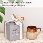 LINVIA Rustic Ceramic Coffee Mug, 16 oz