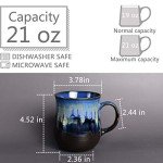 Bosmarlin 21 Oz Large Blue Ceramic Coffee Mug