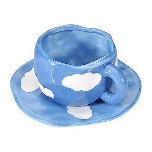 Koythin Cute Ceramic Coffee Mug with Saucer