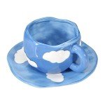 Koythin Cute Ceramic Coffee Mug with Saucer