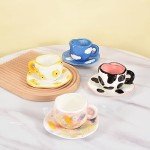 Koythin Cute Ceramic Coffee Mug with Saucer