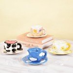 Koythin Cute Ceramic Coffee Mug with Saucer
