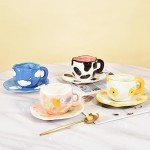 Koythin Cute Ceramic Coffee Mug with Saucer