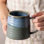 Ceramic Coffee Mug 16oz - Handmade Blue-Grey