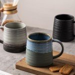 Ceramic Coffee Mug 16oz - Handmade Blue-Grey