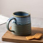 Ceramic Coffee Mug 16oz - Handmade Blue-Grey