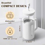 Large 34oz White French Press Coffee & Tea Maker