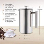 MIRA 34 oz Insulated Stainless Steel French Press