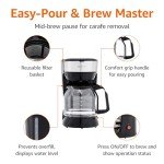 12-Cup Coffee Maker with Reusable Filter, Black & Stainless Steel