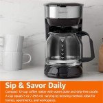 12-Cup Coffee Maker with Reusable Filter, Black & Stainless Steel