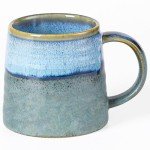 masoline Large Ceramic Coffee Mug, Handmade Pottery Mugs, Tea Cups with Big Handle for Office and Home, 15.5 oz, Dishwasher and Microwave Safe (Rock Green)