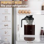 DWTS DANWEITESI Cold Brew Coffee Maker 64 oz,2-Quart Wide Mouth Cold Brew Maker with Stainless Steel Cold Brew Filter-Mason Jar Pitcher with Lid and Spout for Coffee,Iced Coffee Accessories(Black)