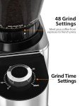 Aromaster Conical Burr Coffee Grinder Electric,Coffee Bean Grinder with 48 Gind Settings for Home Use,40 Seconds Adjustable Timer,Stainless Steel,Anti-static,Silver
