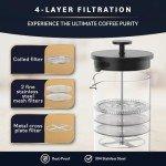 Home Hero French Press Coffee Maker - 34 oz Coffee Press with Bamboo Wood Handle, Heat Resistant Thick Borosilicate Glass French Presses, 4 Layer Filter, French Press Stainless Steel (Black)