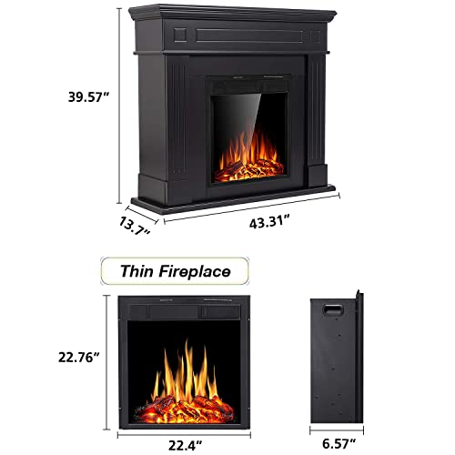 Cowsar 44" Electric Fireplace with Wooden Mantel
