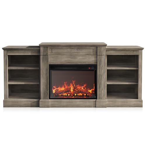 BELLEZE 66" Electric Fireplace TV Stand - Grey