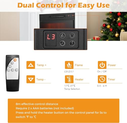 OFFICEJOY 32" Electric Fireplace with Mantel and Remote