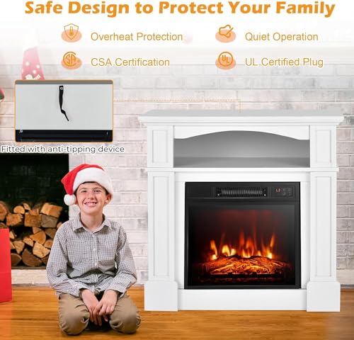OFFICEJOY 32" Electric Fireplace with Mantel and Remote