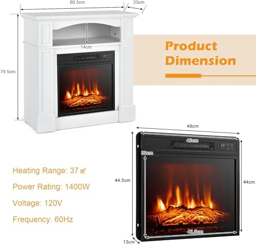 OFFICEJOY 32" Electric Fireplace with Mantel and Remote