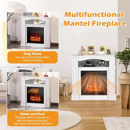 OFFICEJOY 32" Electric Fireplace with Mantel and Remote