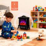 18-Inch Freestanding Electric Fireplace with Realistic Flames