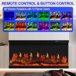 36-Inch 3-Sided Electric Fireplace with Remote