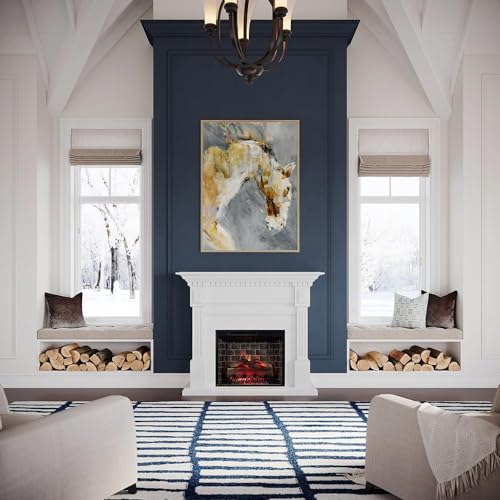 Modern White Mantel with Electric Fireplace Insert