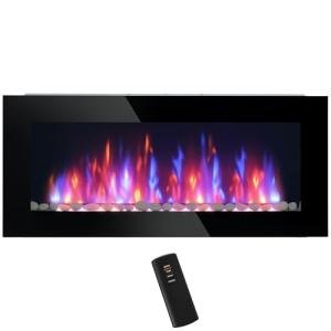 HOMCOM 41" Wall-Mounted Electric Fireplace with Remote
