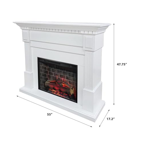 Modern White Mantel with Electric Fireplace Insert