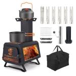 Portable Wood Burning Tent Stove with Chimney Pipes