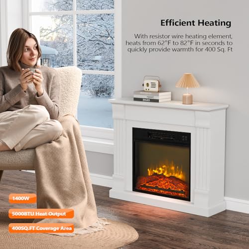 ROVSUN 32" Electric Fireplace with Mantel & Remote