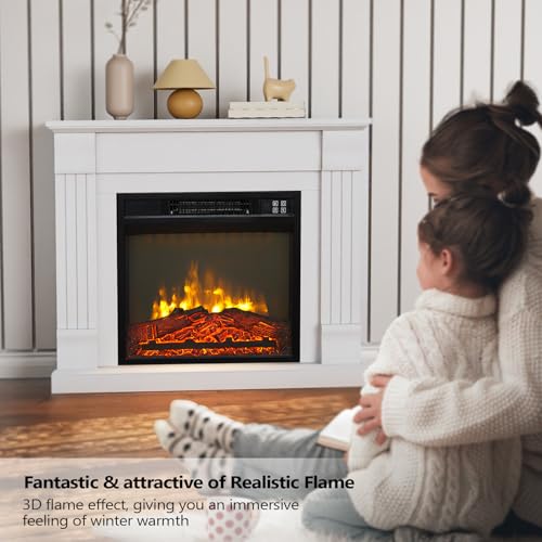 ROVSUN 32" Electric Fireplace with Mantel & Remote
