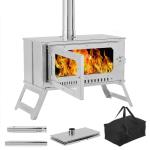 Portable Wood Burning Tent Stove with Glass View