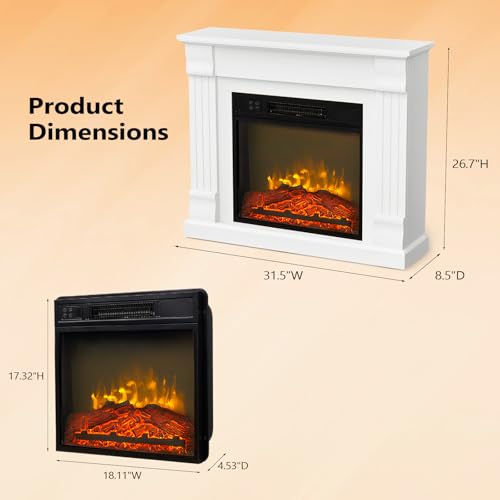 ROVSUN 32" Electric Fireplace with Mantel & Remote