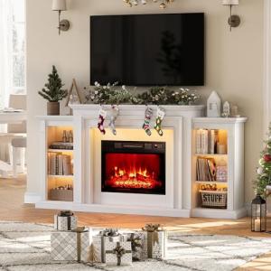 72" Electric Fireplace TV Stand with LED Lights