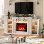 72" Electric Fireplace TV Stand with LED Lights