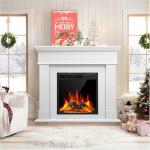 Freestanding 44" Electric Fireplace with Mantel, White