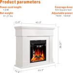 Freestanding 44" Electric Fireplace with Mantel, White