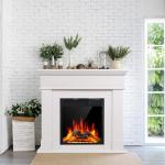 Freestanding 44" Electric Fireplace with Mantel, White