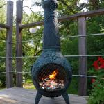 Charcoal Blue Rooster Grape Cast Aluminum Chiminea