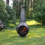 Charcoal Blue Rooster Grape Cast Aluminum Chiminea